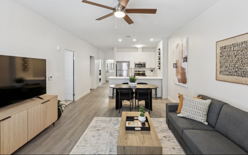 Open space living area with natural lighting