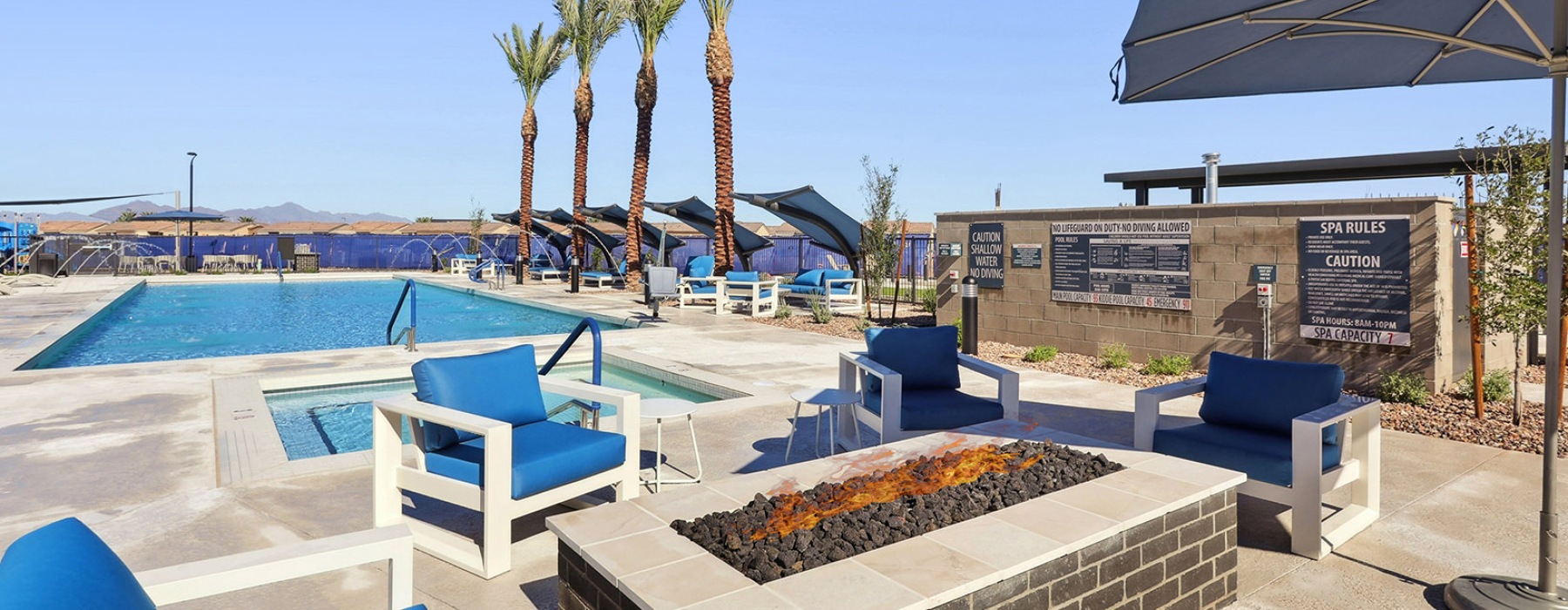 firepit by a pool